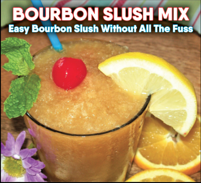 picture of a bourbon slush drink made with Vino Slush Bourbon Slush Mix